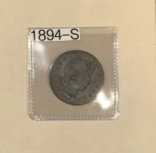 1894 S Barber Half Dollar Liberty 90% Silver 50c US Coin - “Black Silver” Tone