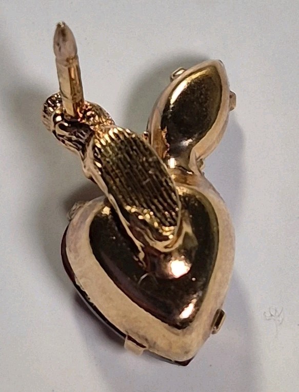 Vintage Red Apple Gold Tone Rhinestones Apple Pin Teacher Brooch View 3