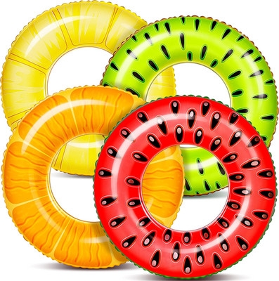 4 Pack Inflatable Pool Floats, Pool Tube Rings, Swim Tubes, Floaties Toys, Beach
