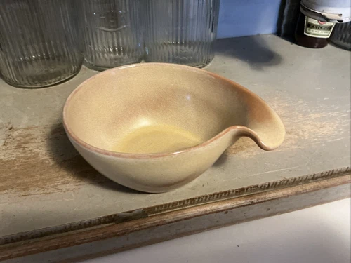 Vintage Frankoma Pottery 4X Soup/Cereal Bowl Lazybones(?) Desert Gold Lug Handle