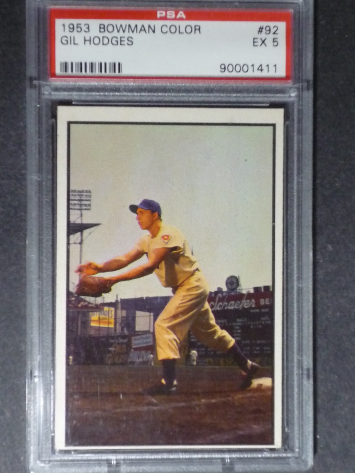 1953 Bowman Color Gil Hodges #92 Dodgers PSA 5 EX (NICE CARD!!!)