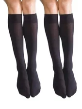 2 pairs of Juncture Women Trouser High Knee Socks Pair Black Elegant Classy