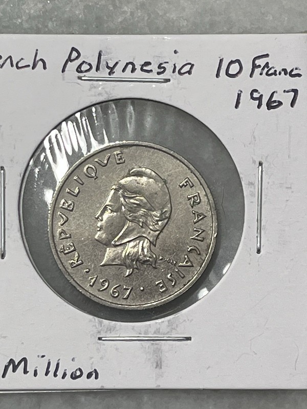 1967 French Polynesia 10 Francs Coin