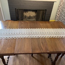 Beautiful Lace Table Runner. Machine Made. Long Ivory 75  x13   Looks Crocheted