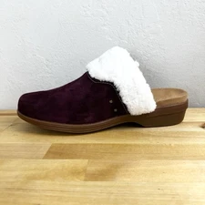 Spenco Clog Northridge Cozy Burgundy Faux Sherpa Trim Slip On Women's Size 10