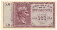 500 DRACME OCCUPAZIONE ITALIANA DELLA GRECIA ISOLE JONIE APRILE 1942 FDS-/FDS