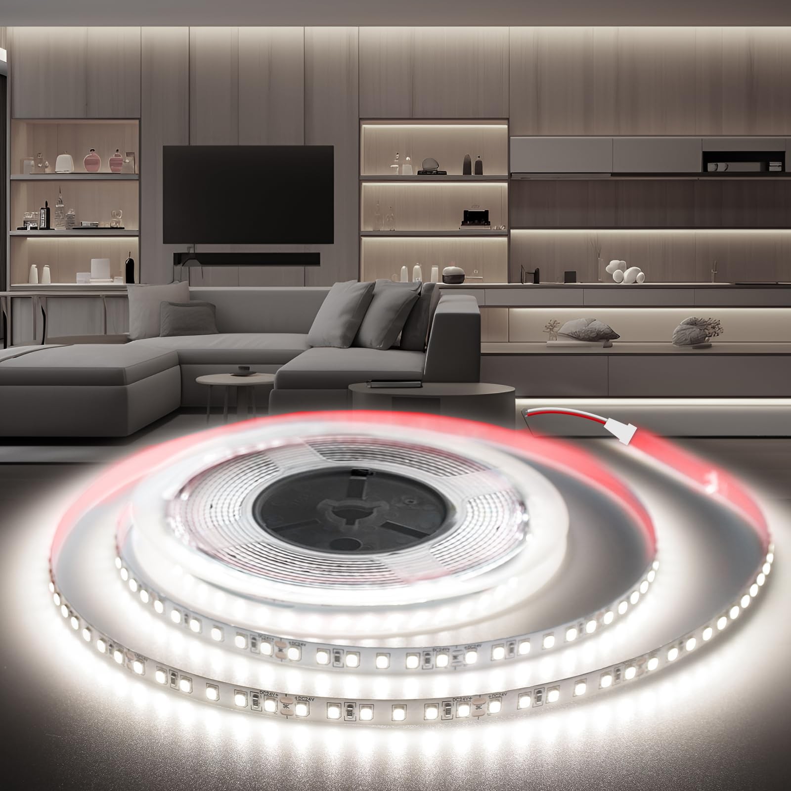 Bande LED flexible 12V autocollante pour éliminer les zones d'ombre sous les meubles sombres