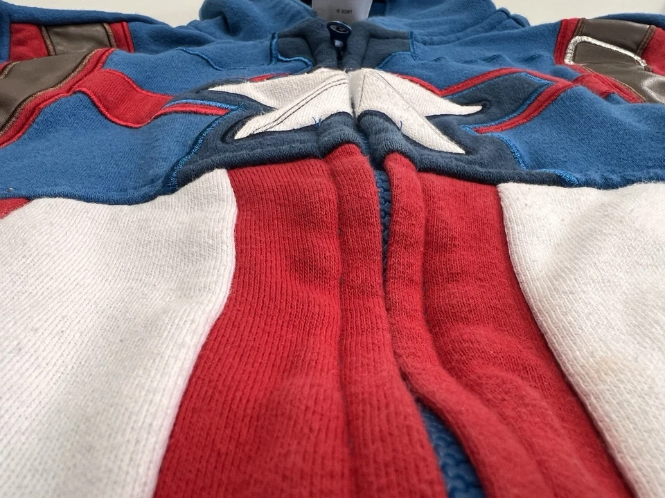 Marvel Captain America Hoodie Youth 5/6 Masked Hood Mask Sweatshirt Disney Store - Image 2 of 4