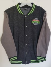 Nickelodeon Teenage Mutant Ninja Turtles Jacket Gray Varsity Fleece Mens Size XL