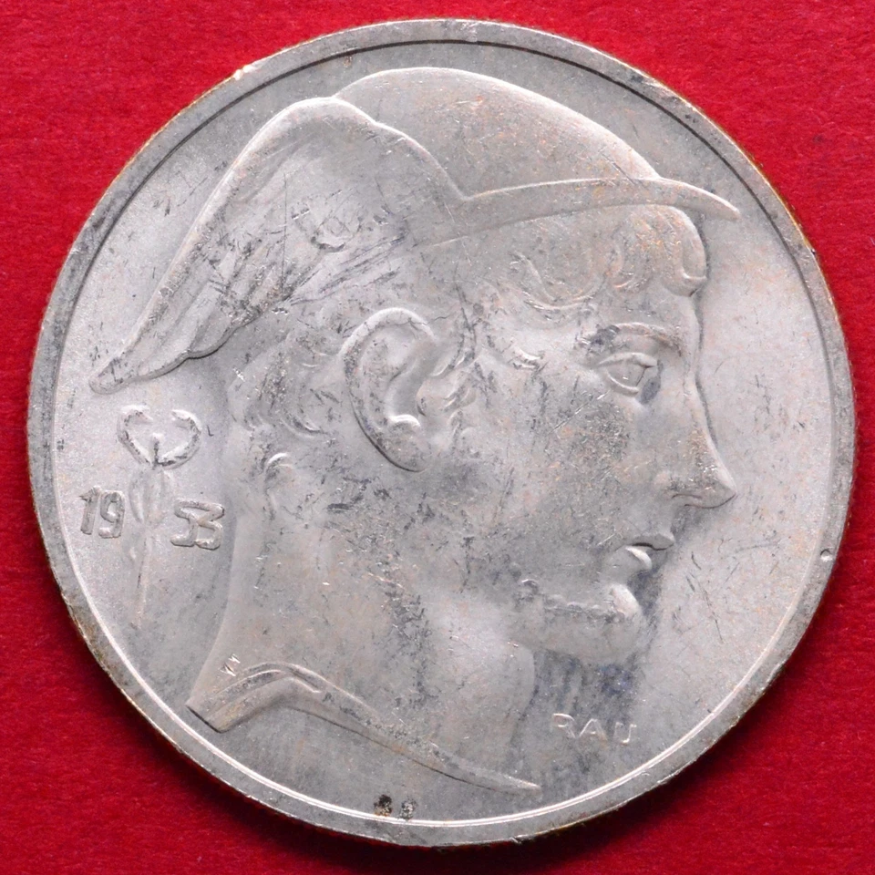 BELGIUM 4-COINS  1953 20 FR,  1954 50 FR, 1958 50 FR, 1954 100 FRANCS, 1.4 ASW - Image 3 of 4