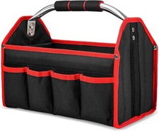 HAUTMEC 13-Inch Foldable Open Top Tool Bag with 8 Pockets and Tubular Steel Hand