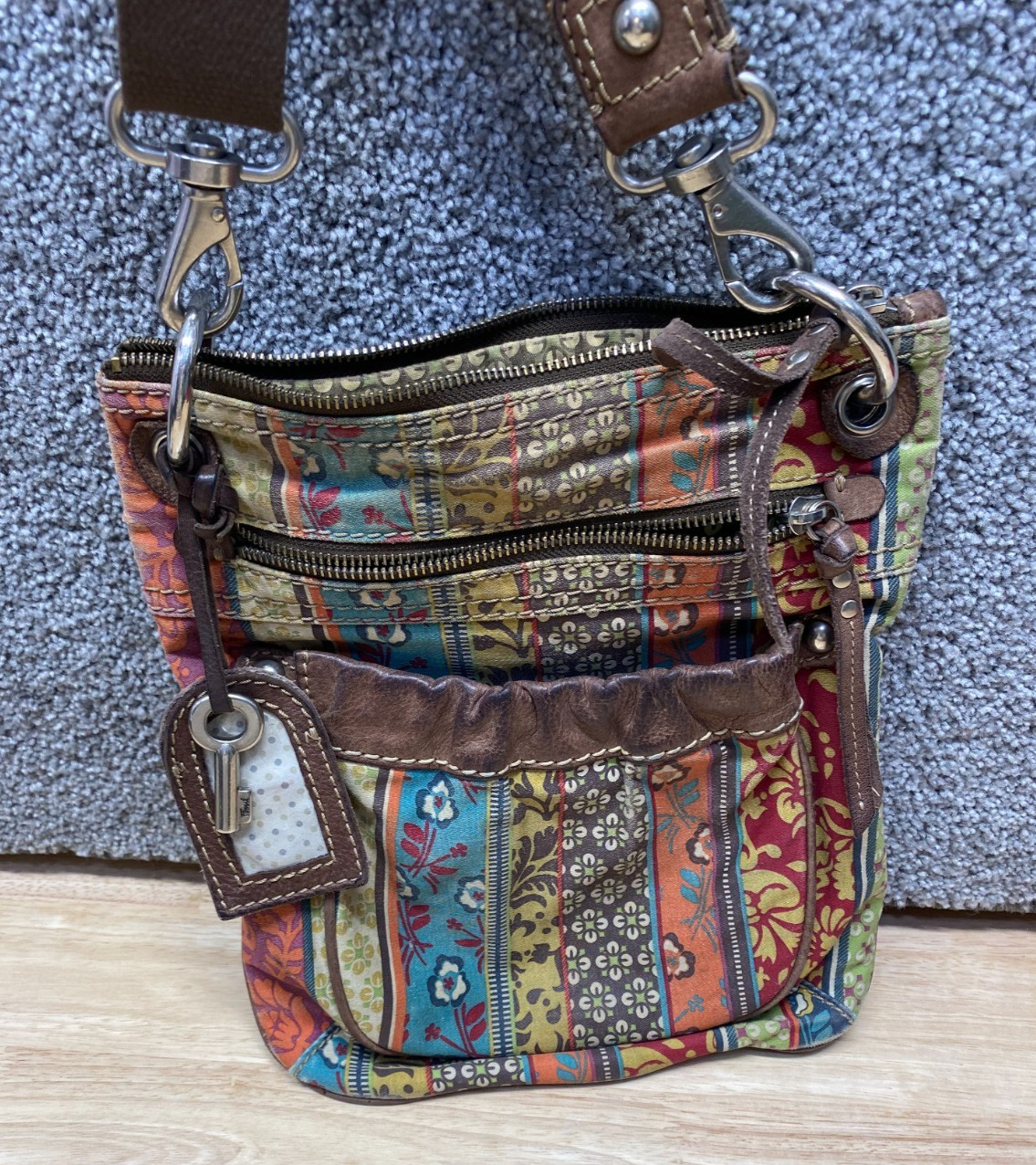 Fossil Patchwork Canvas Crossbody Bag Multicolor … - image 2