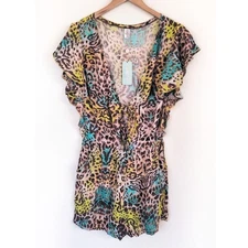 Luli Fama Diosa Salvaje Front Knot Romper Size Large NWT