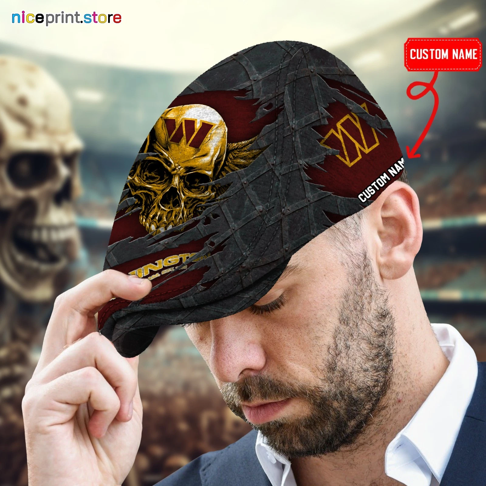 Washington Team Commanders Jeff Cap Commanders football Driver Cap football Flat Cap