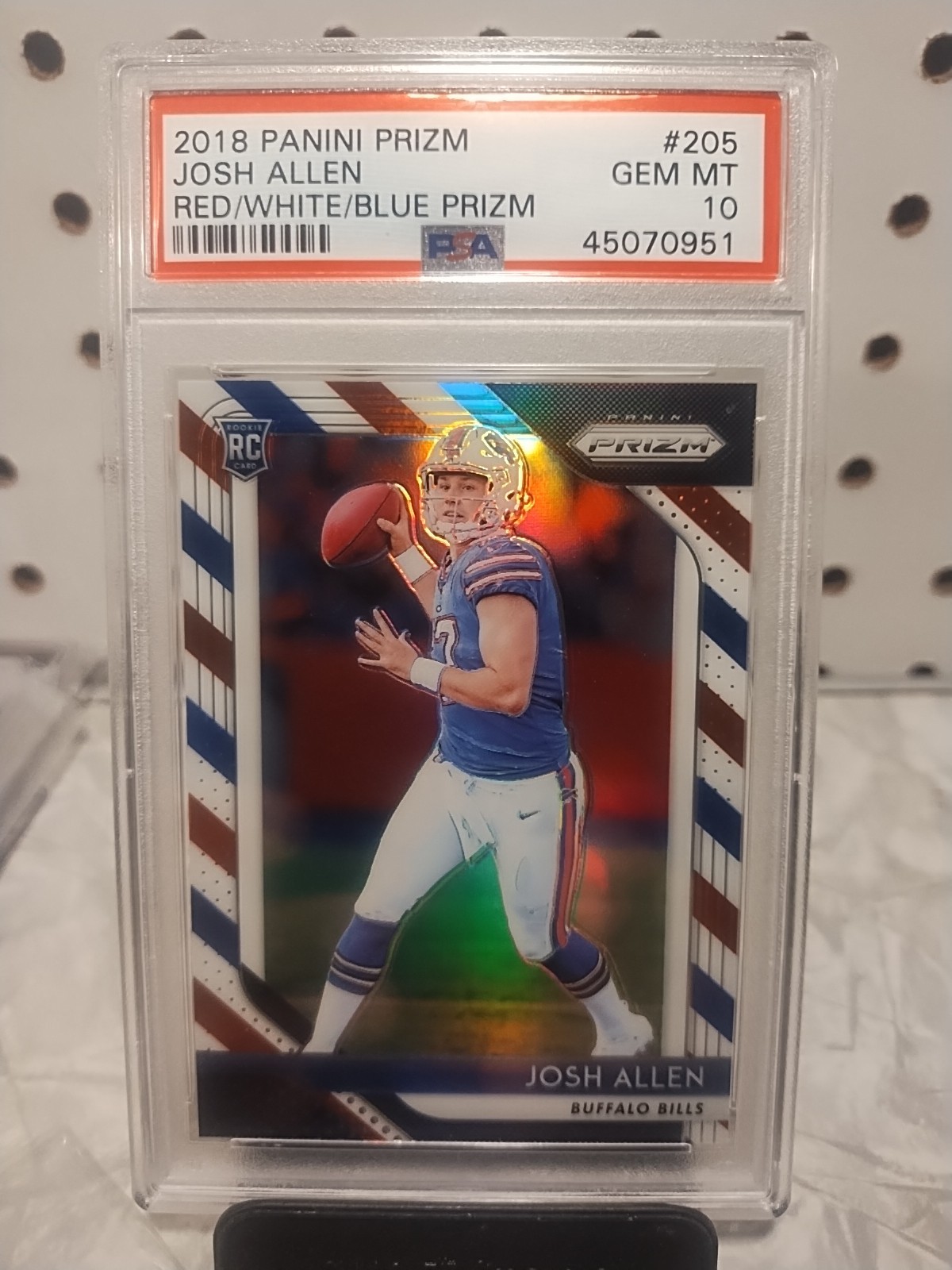 2018 Panini Prizm RED WHITE & BLUE PRIZM RWB Josh Allen Rookie RC #205 - PSA 10