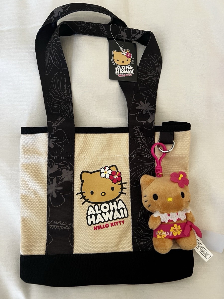 Sanrio Hello Kitty Aloha Hawaii Tote Bag Beige Black Pink with