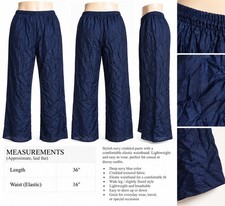 Women  s Navy Blue Wide Leg Palazzo Pants Elastic Waist Indian Pakistani B23