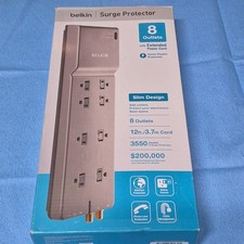 BELKIN 8-Outlet - 3550 Joules - 12 ft Cord Surge Protector SLIM Design
