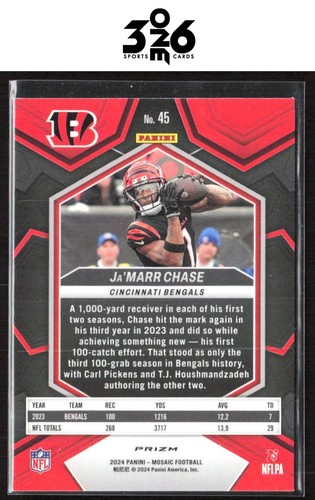 Ja'Marr Chase 2024 Panini Mosaic Silver #45 - Bild 2 von 2