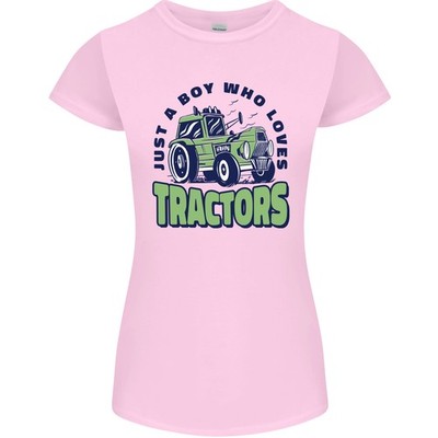 Just A Junge Wer Loves Traktoren Bauer Damen Petite Schnitt T-Shirt
