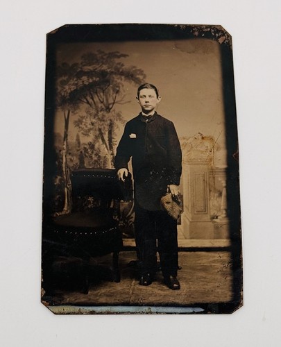 2 Ferrotype Tintype Seaside Family Group and a Gentlemen Group
