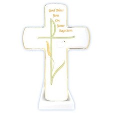 Precious Moments God Bless You On Your Baptism Cross With Stand New 834021