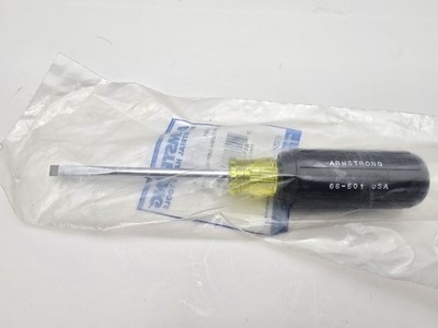 Armstrong 66-504 1/4×4 Round Shank Slotted Screwdriver with Cushion Grip USA 8''