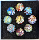 9 MINT Jabo "Joker RAINBOW" Marbles.  Contract Run 10-21-2009.  Lot 0202 — photo 1