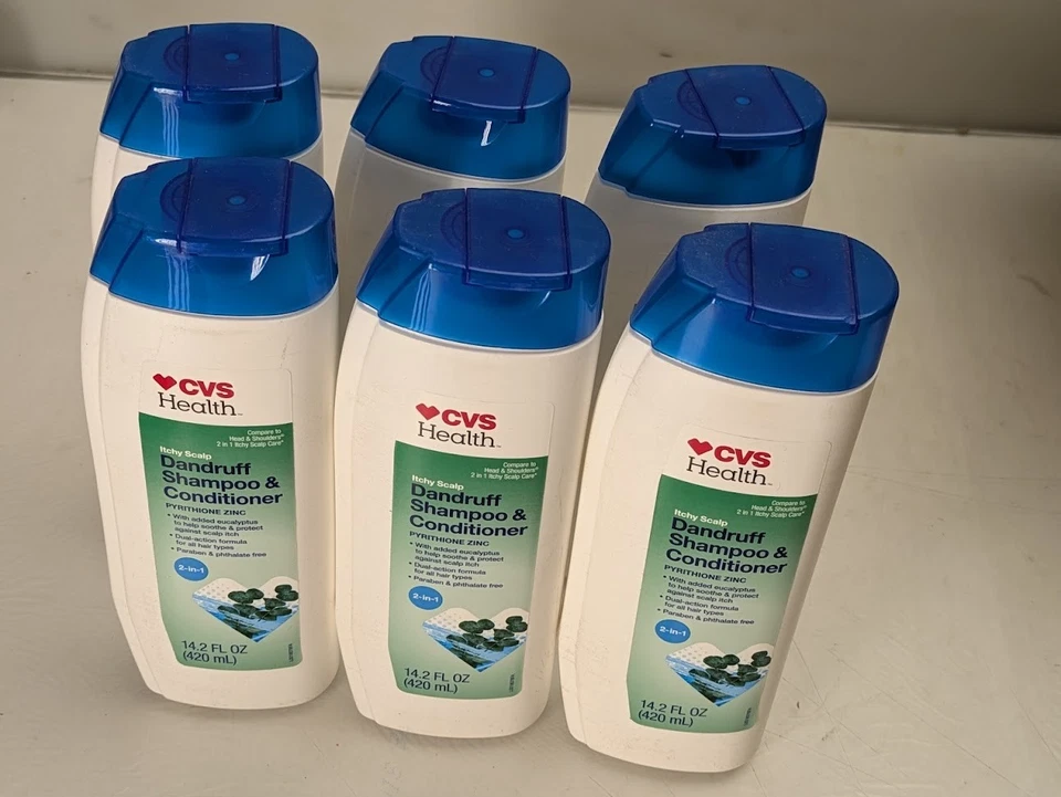 Pack of 6 CVS 2 in 1 Dandruff Shampoo & Conditioner 14 oz Itchy Scalp Eucalyptus - Image 3 of 4