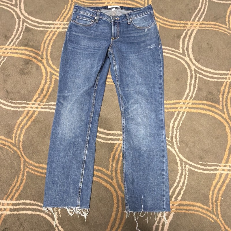 Dear John Women’s Straight Slim Blue Medium Wash Denim Jeans Stretch 5-Pocket