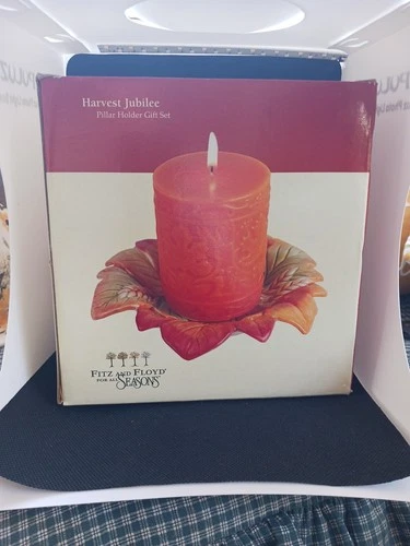 Vintage Fitz And Floyd For All Seasons Harvest Jubilee Pillar Holder Gift Set