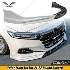 Yofer Painted White Pearl Front Bumper Lip Splitter Kit For 2021-22 Honda Accord
