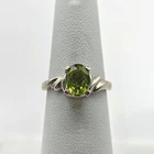 Vintage Sterling Silver Natural Green Tourmaline Ring 925 Size 6 Gemstone Ring