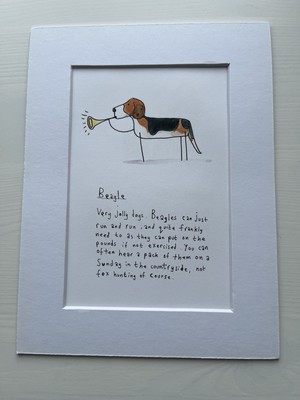 Beagle Hund Bild montiert Haustier Kunst lustig 8x6 Ins