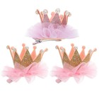  3 Pcs Pearl Crown Hairpin Shaped Barrettes Girl Child Baby for Girls