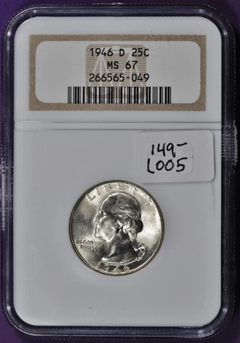 1946-d Washington Quarter.  In NGC Holder.  MS 67.  L005