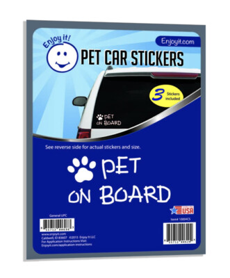Enjoy It! Pet on Board Car Sticker, 3 Stickers