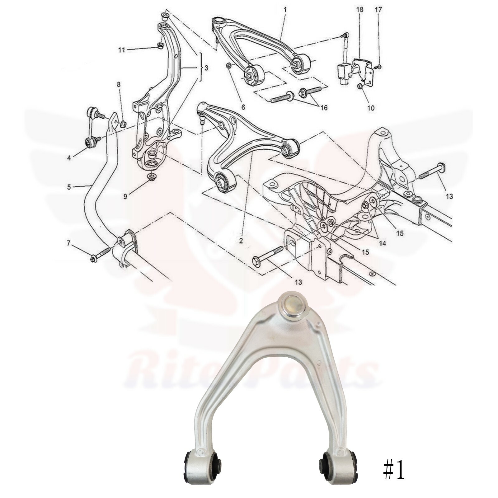 Front Upper Control Arm Left Side for 2014-2016 Maserati Ghibli