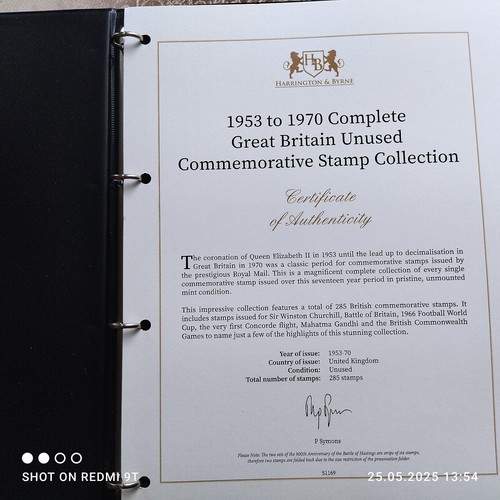 Album with British stamps 1953-1970. 285 stamps MNH. Certificate of authenticity - Picture 2 of 14