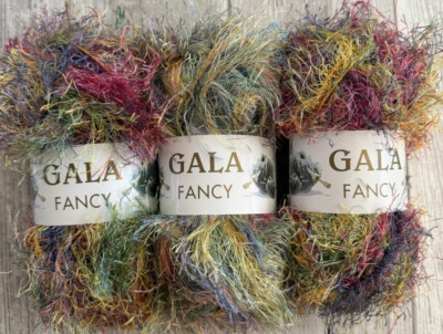 3 Skeins Gala Fancy Eyelash Yarn Multi Color 99 Yards Each 297 Yards Total NEW