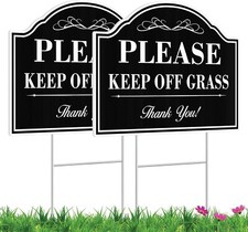 2 Pack Keep Off Grass Sign with Stakes, 12x9 inches 12.6x9.5inches, Black