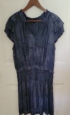 Anthropologie Current Air Frond Palm Ruffle Pleated Mini Dress Sz L