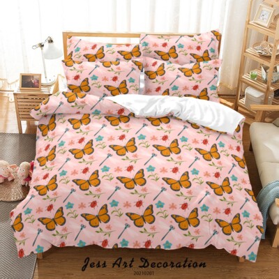 3D Floral Leaves Pattern Butterfly Quilt Cover Set Bedding Sets Pillowcases 64