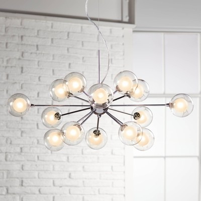 Spheres Chrome Sputnik Chandelier 30'' Wide Modern Clear Glass 15-Light Fixture