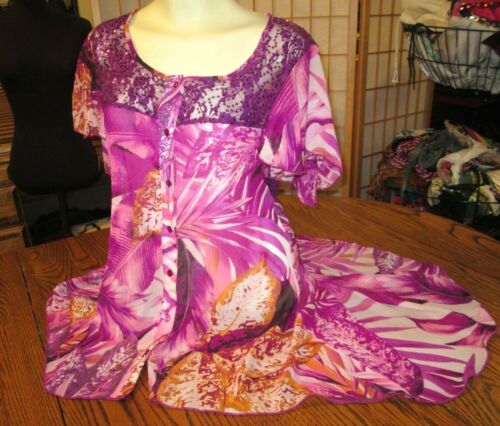 ORIGINALE ANTTHONY FEMME haut haut haut bas robe chemise dentelle mousseline 4P petite neuve avec étiquettes violet - Photo 1/8