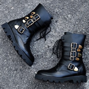 nikkie combat buckle boots gold