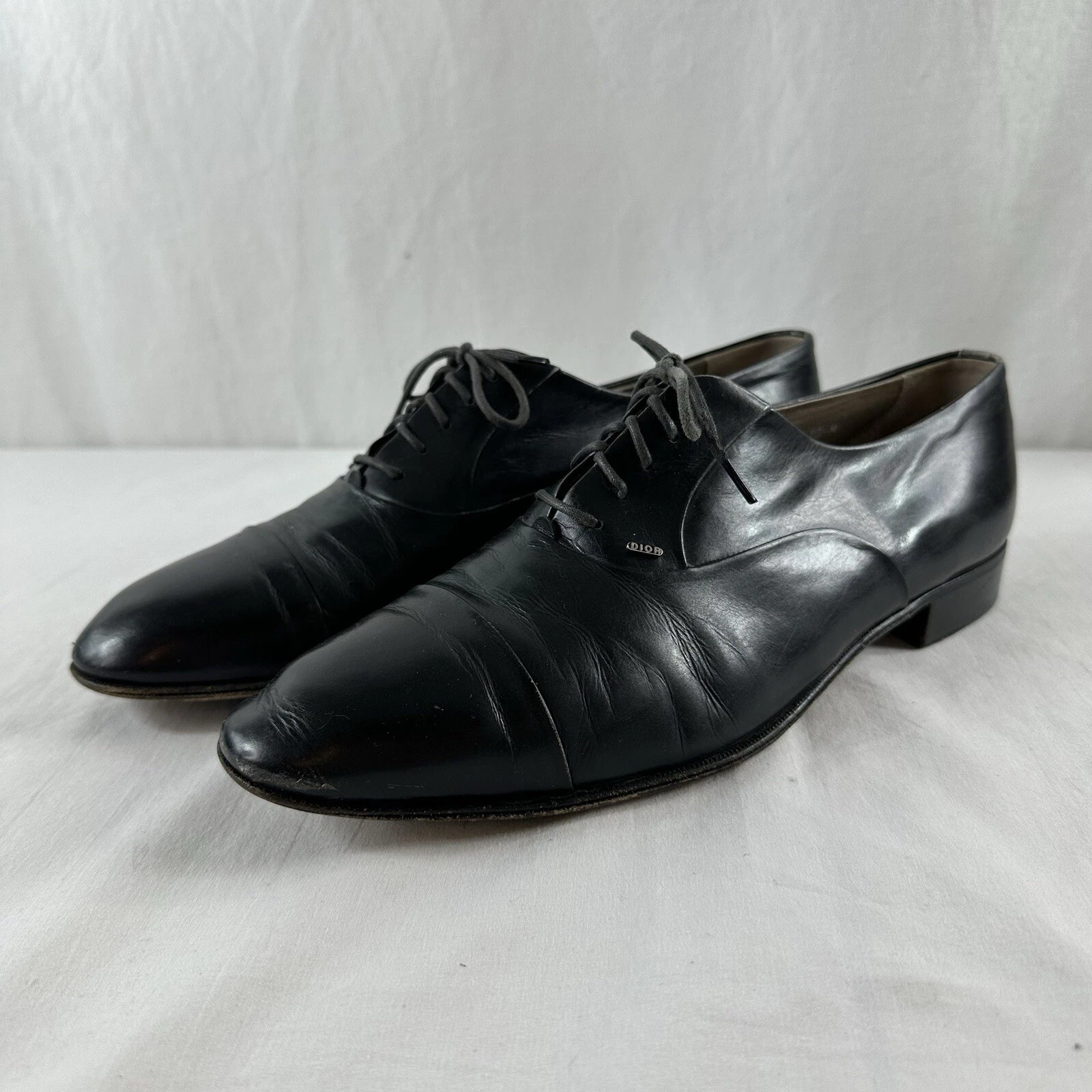 DIOR Chaussures habillées vintage cuir noir bout pointu homme 10 M / créateur classique Italie