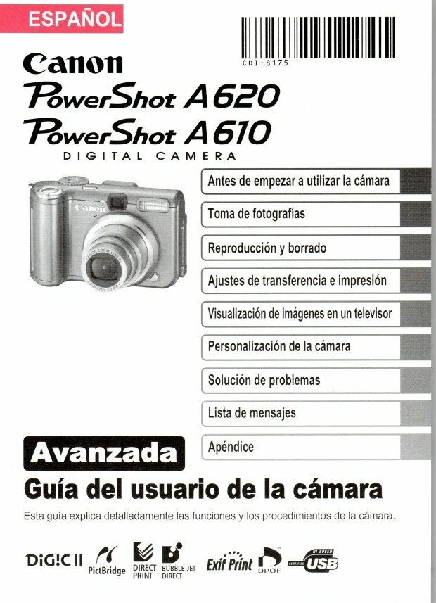 Canon PowerShot A620/610 advanced camera user guide 138pages/2005
