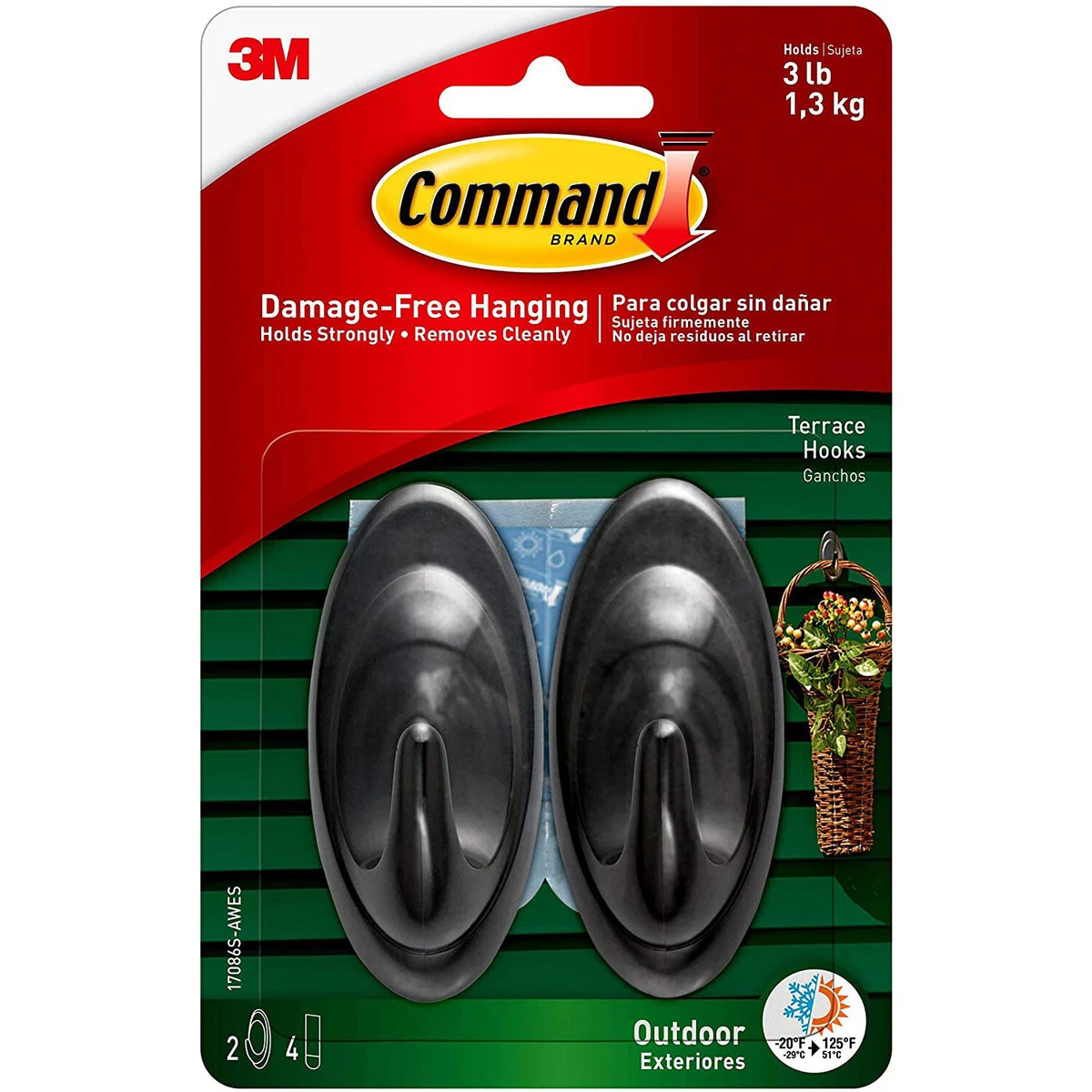 3M Command: Outdoor Medium Slate Terrace Hooks (Slate Gray)