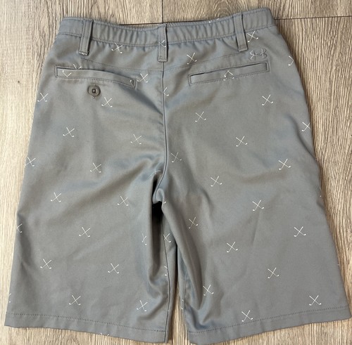 Under Armour Boys Lot Of 2 Golf Shorts Gray w Golf Clubs Green/Black Plaid Sz 14 - Picture 9 of 16
